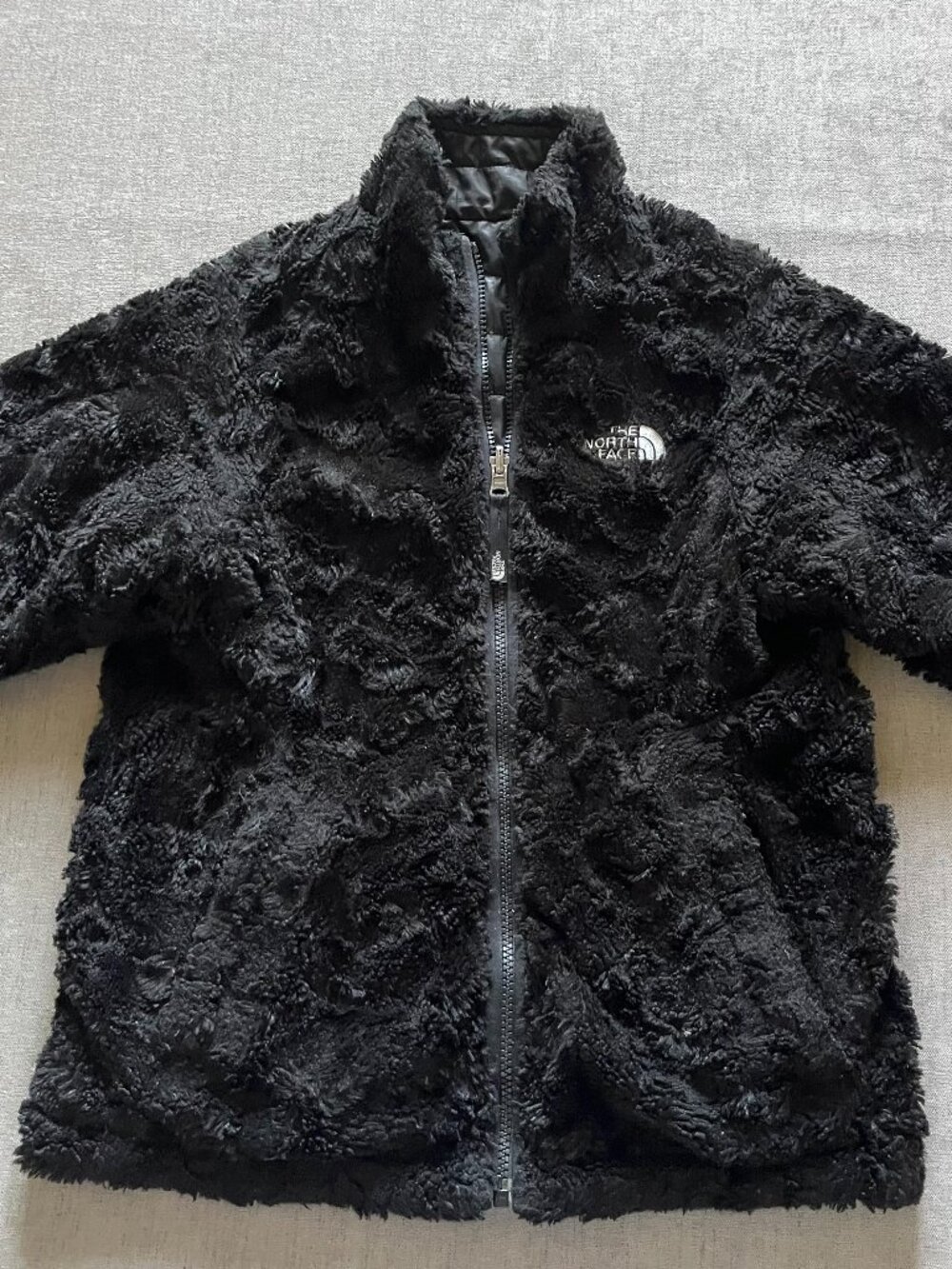 The North Face Mossbud Swirl Fuzzy Jacket Girls Medium 10 / 12 Black Outdoor